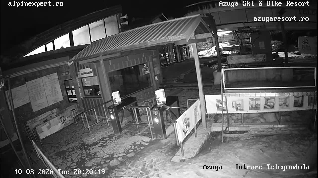 Prahova, Azuga Ski Center Telegondola Cable Car Lower Station Boarding Turnstile Area , Azuga Live Cam - Azuga, Prahova, Romania