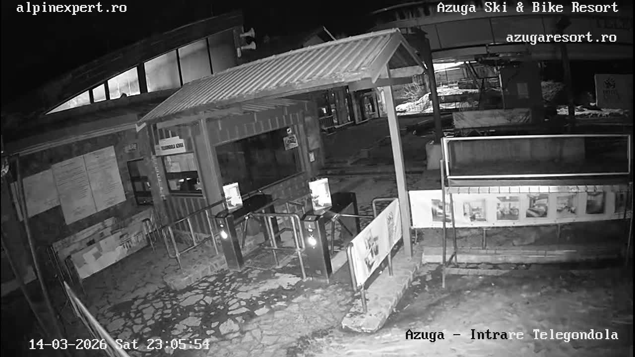 Prahova, Azuga Ski Center Telegondola Cable Car Lower Station Boarding Turnstile Area , Azuga Live Cam - Azuga, Prahova, Romania