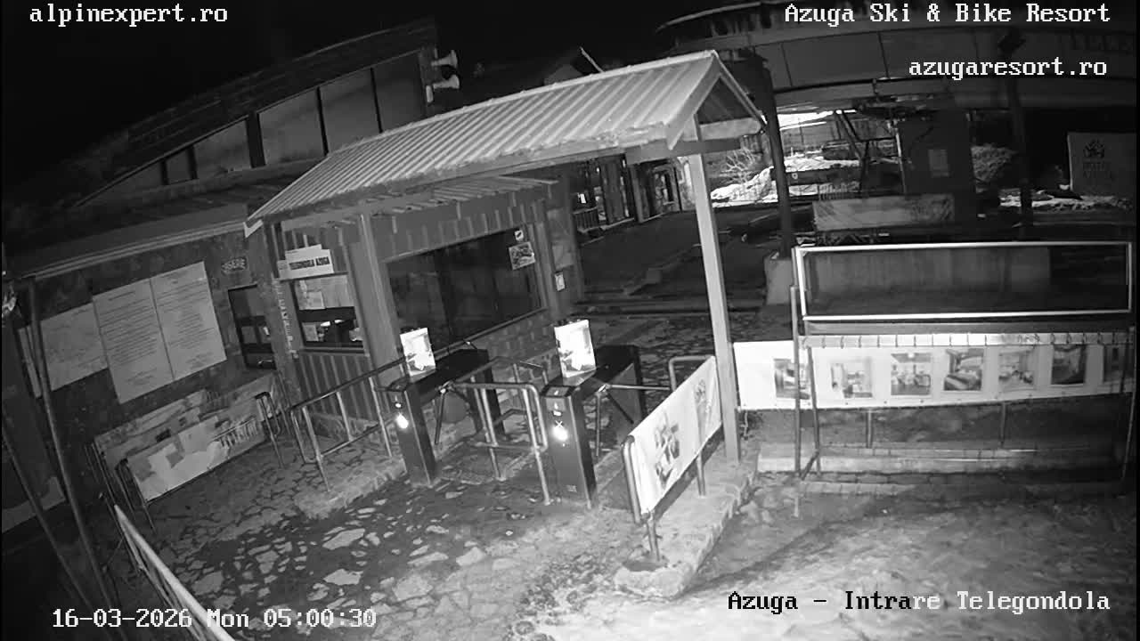 Prahova, Azuga Ski Center Telegondola Cable Car Lower Station Boarding Turnstile Area , Azuga Live Cam - Azuga, Prahova, Romania