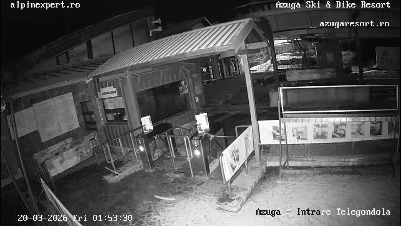 Prahova, Azuga Ski Center Telegondola Cable Car Lower Station Boarding Turnstile Area , Azuga Live Cam - Azuga, Prahova, Romania