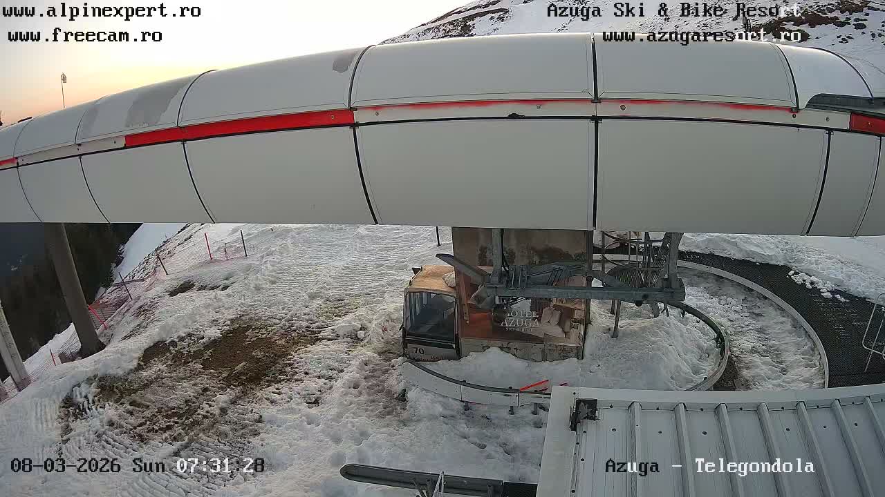 Prahova, Azuga Ski Center Telegondola Coborare Cable Car Upper Station Landing Area, Azuga Live Cam - Azuga, Prahova, Romania