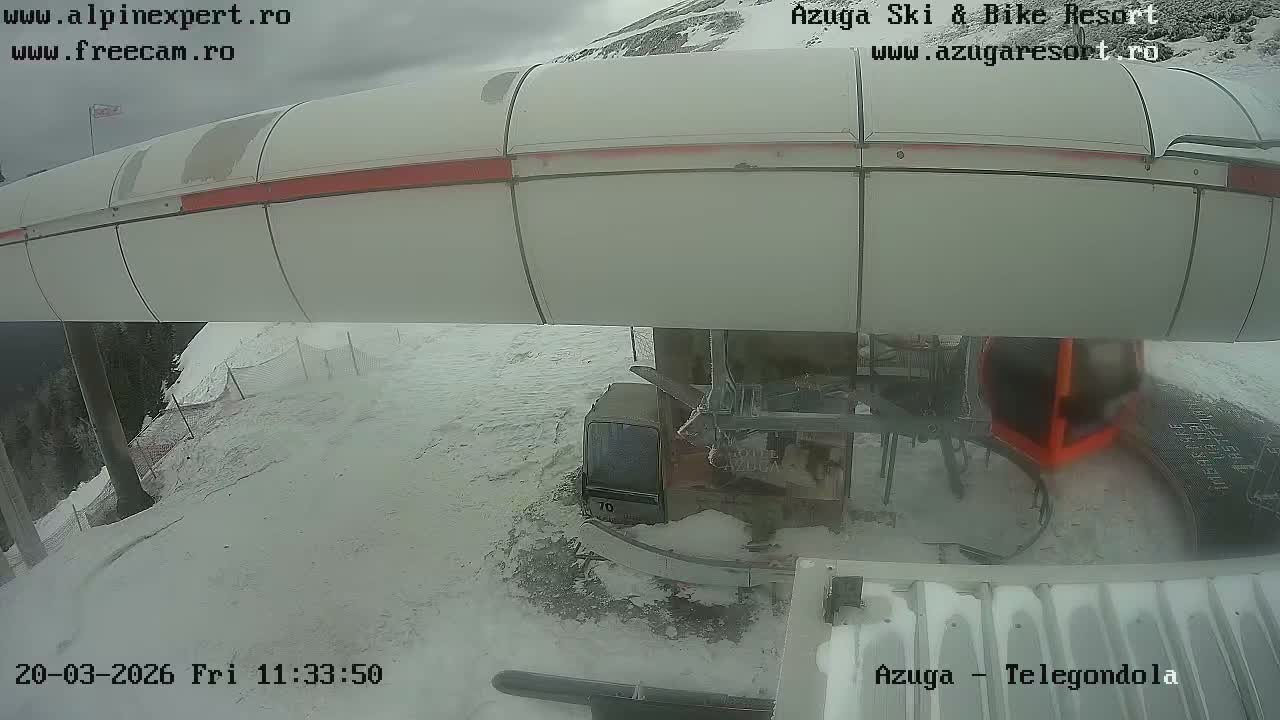 Prahova, Azuga Ski Center Telegondola Coborare Cable Car Upper Station Landing Area, Azuga Live Cam - Azuga, Prahova, Romania