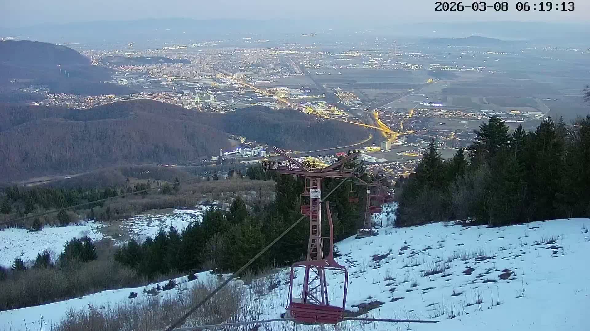 Sacele & Brasov Skyline View from Vârful Bunloc Peak, Brasov Live Cam  - Bunloc, Săcele, Braşov, Romania