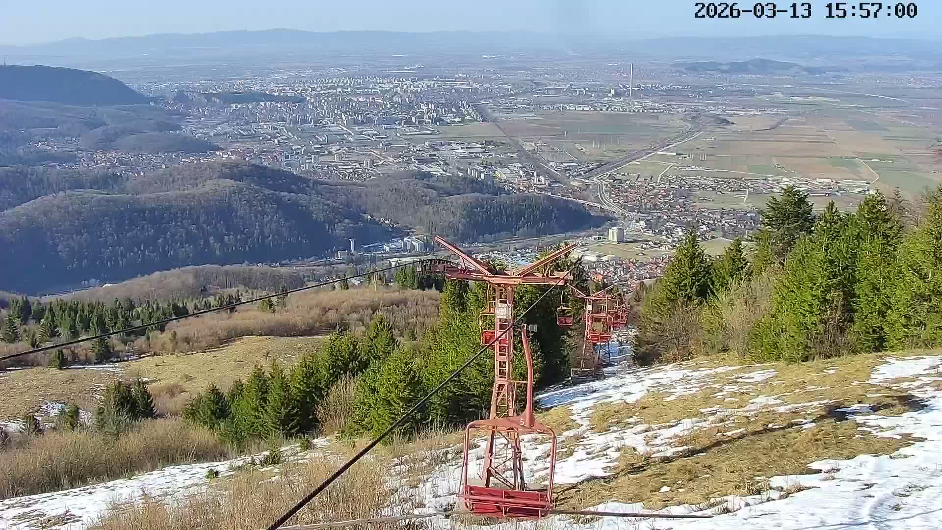 Sacele & Brasov Skyline View from Vârful Bunloc Peak, Brasov Live Cam  - Bunloc, Săcele, Braşov, Romania