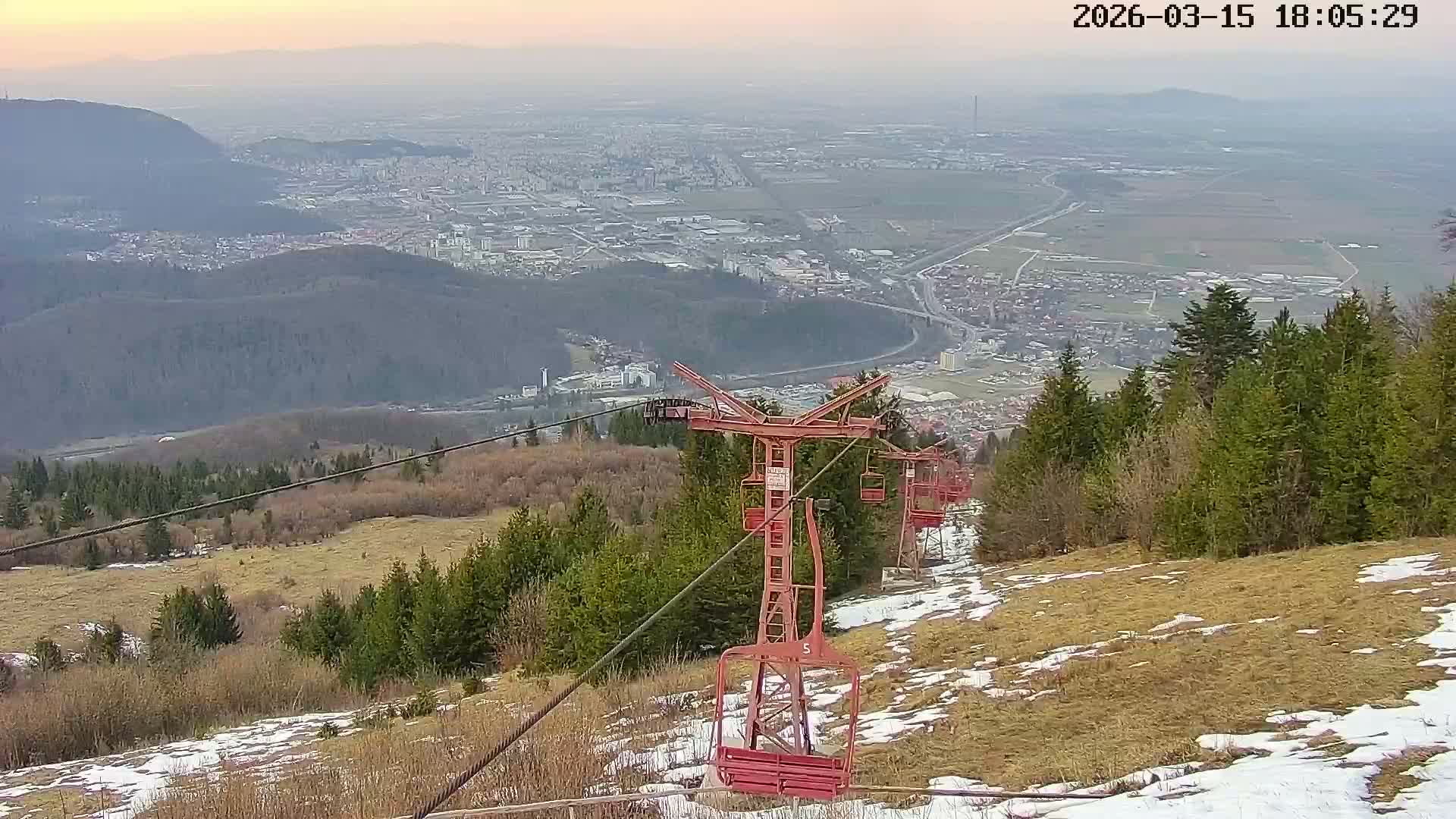 Sacele & Brasov Skyline View from Vârful Bunloc Peak, Brasov Live Cam  - Bunloc, Săcele, Braşov, Romania