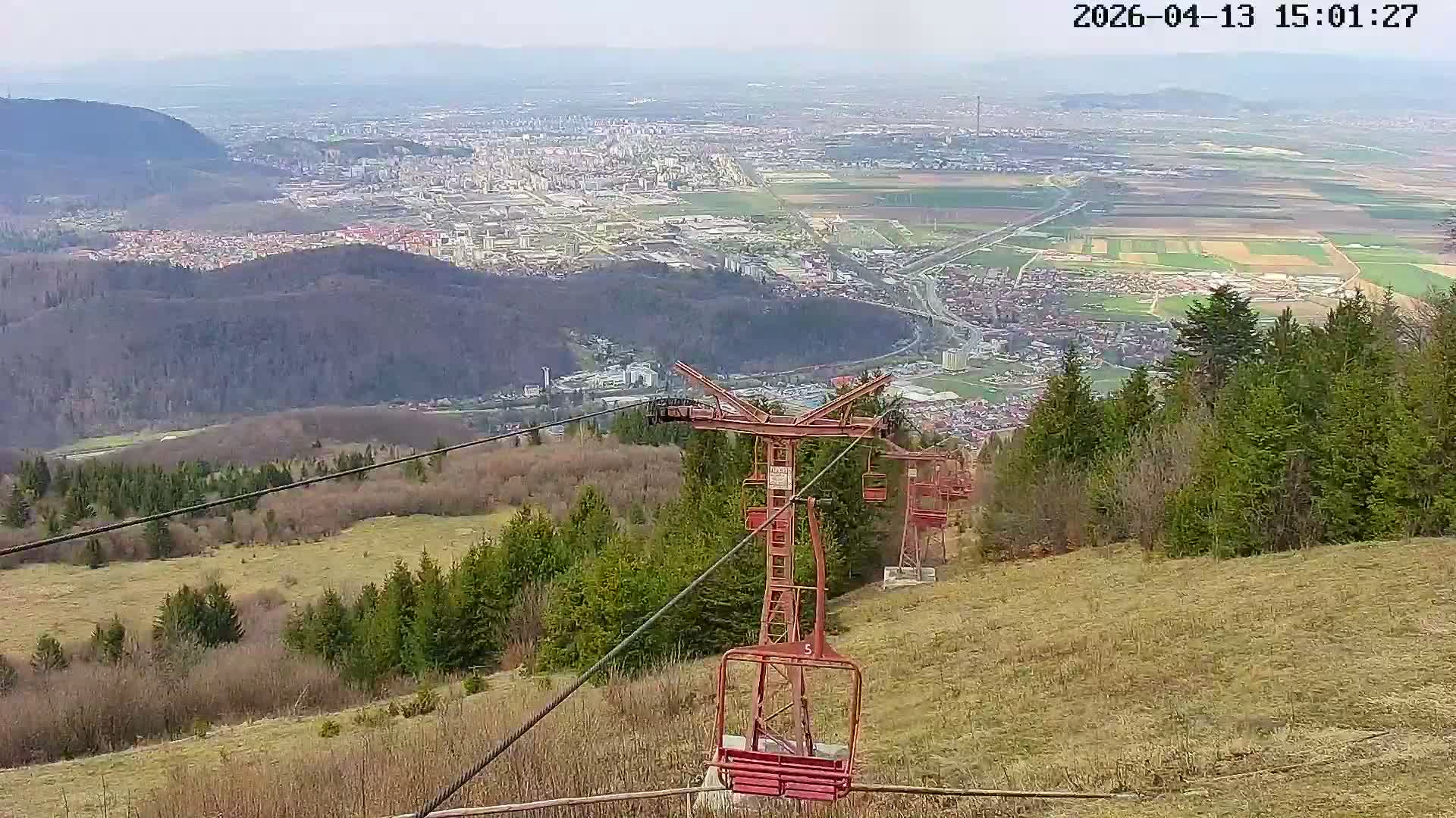 Sacele & Brasov Skyline View from Vârful Bunloc Peak, Brasov Live Cam  - Bunloc, Săcele, Braşov, Romania