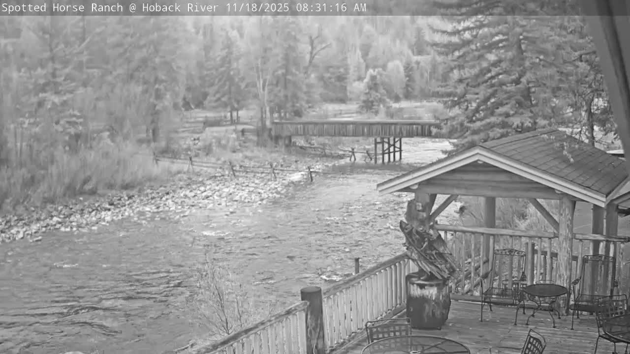 A grayscale nighttime image shows a white sheet-like object hanging near a dark building under a dark sky.