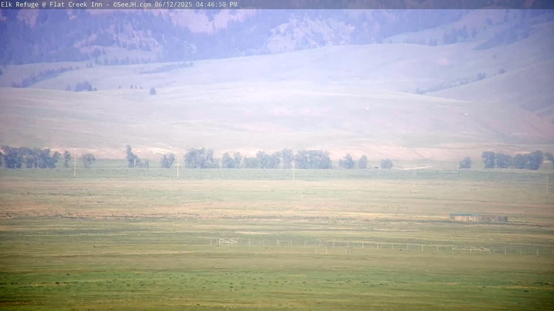 Jackson, Elk Refuge & Teton Mountains from Flat Creek Inn Live Cam - Jackson, Teton, Wyoming, USA