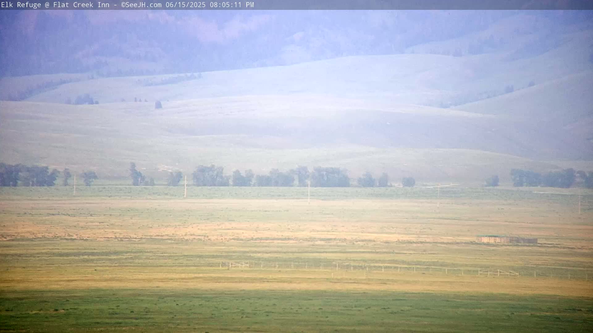 Jackson, Elk Refuge & Teton Mountains from Flat Creek Inn Live Cam - Jackson, Teton, Wyoming, USA