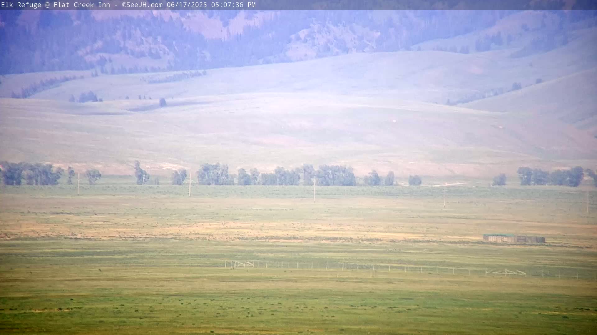 Jackson, Elk Refuge & Teton Mountains from Flat Creek Inn Live Cam - Jackson, Teton, Wyoming, USA