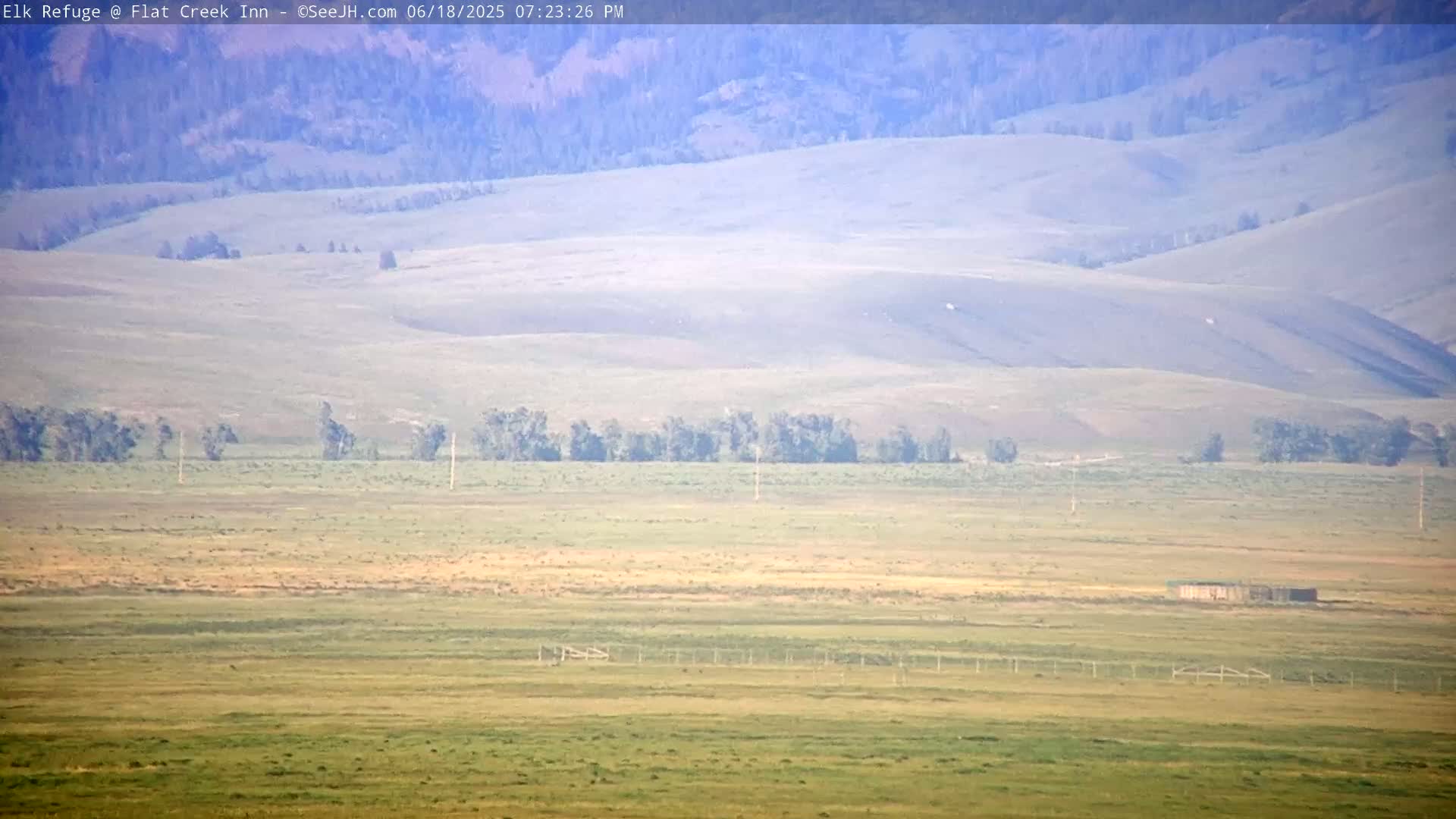 Jackson, Elk Refuge & Teton Mountains from Flat Creek Inn Live Cam - Jackson, Teton, Wyoming, USA