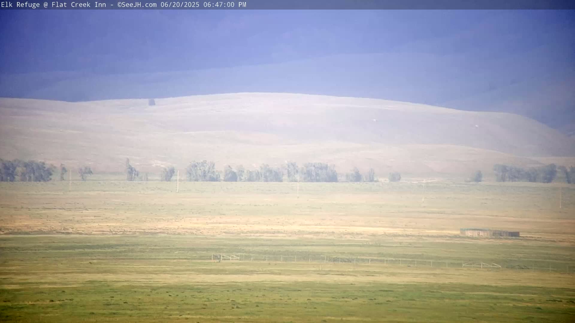 Jackson, Elk Refuge & Teton Mountains from Flat Creek Inn Live Cam - Jackson, Teton, Wyoming, USA