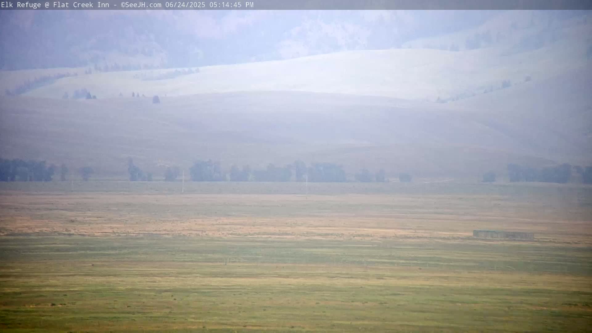 Jackson, Elk Refuge & Teton Mountains from Flat Creek Inn Live Cam - Jackson, Teton, Wyoming, USA