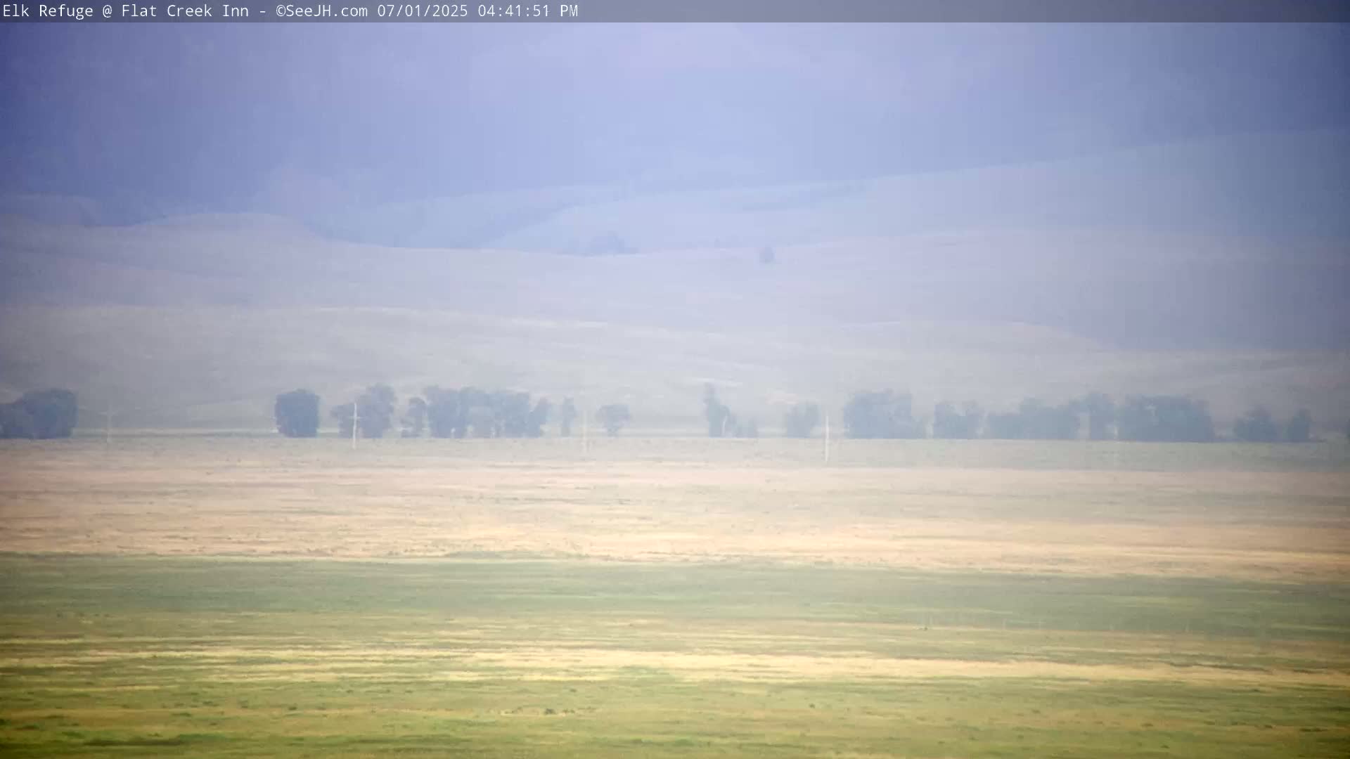 Jackson, Elk Refuge & Teton Mountains from Flat Creek Inn Live Cam - Jackson, Teton, Wyoming, USA