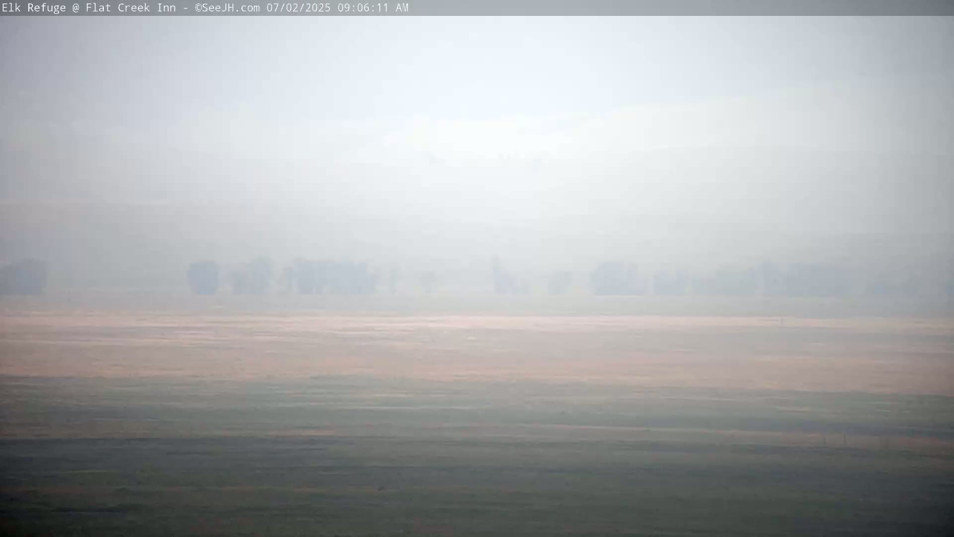 Jackson, Elk Refuge & Teton Mountains from Flat Creek Inn Live Cam - Jackson, Teton, Wyoming, USA