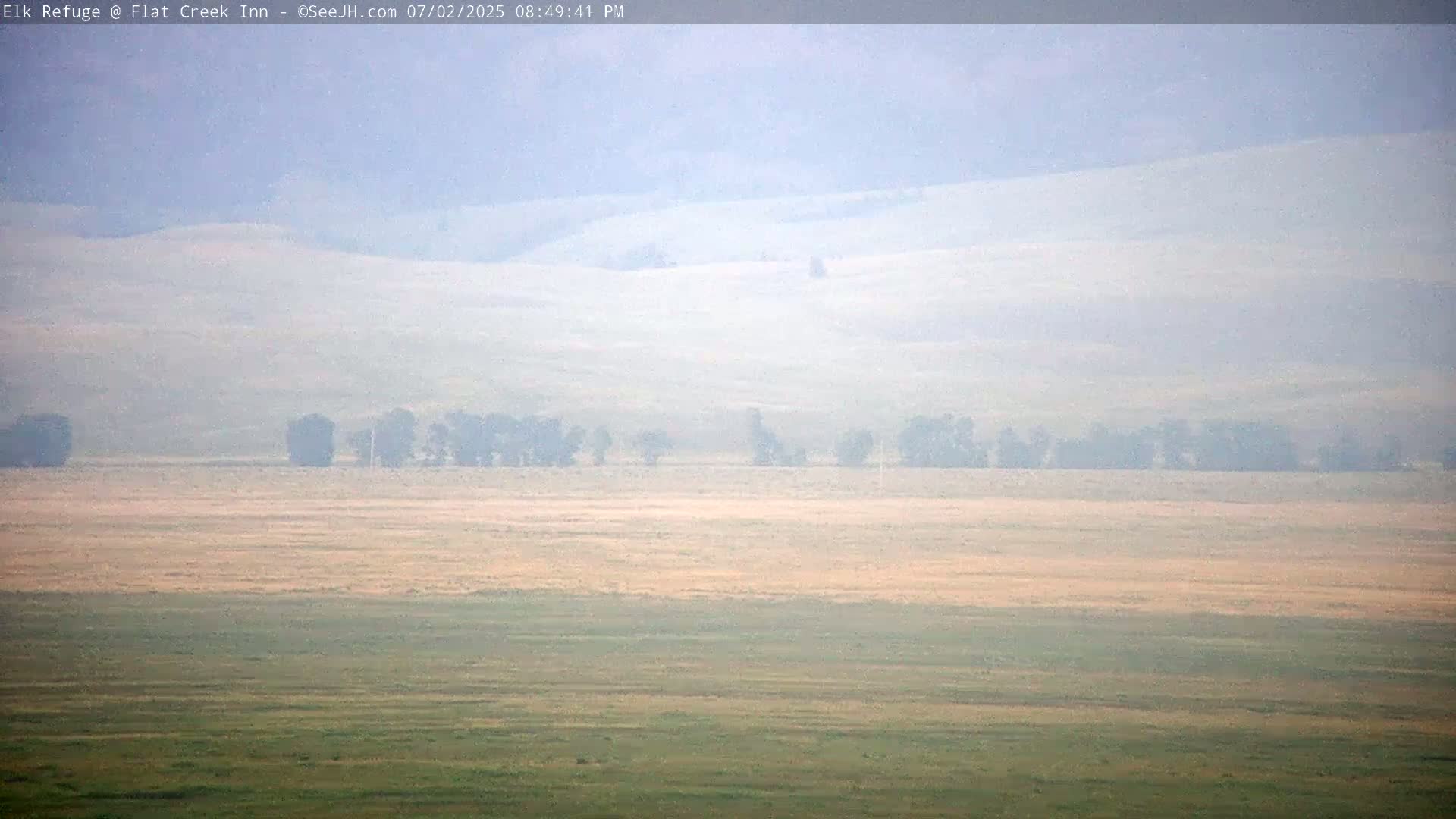 Jackson, Elk Refuge & Teton Mountains from Flat Creek Inn Live Cam - Jackson, Teton, Wyoming, USA