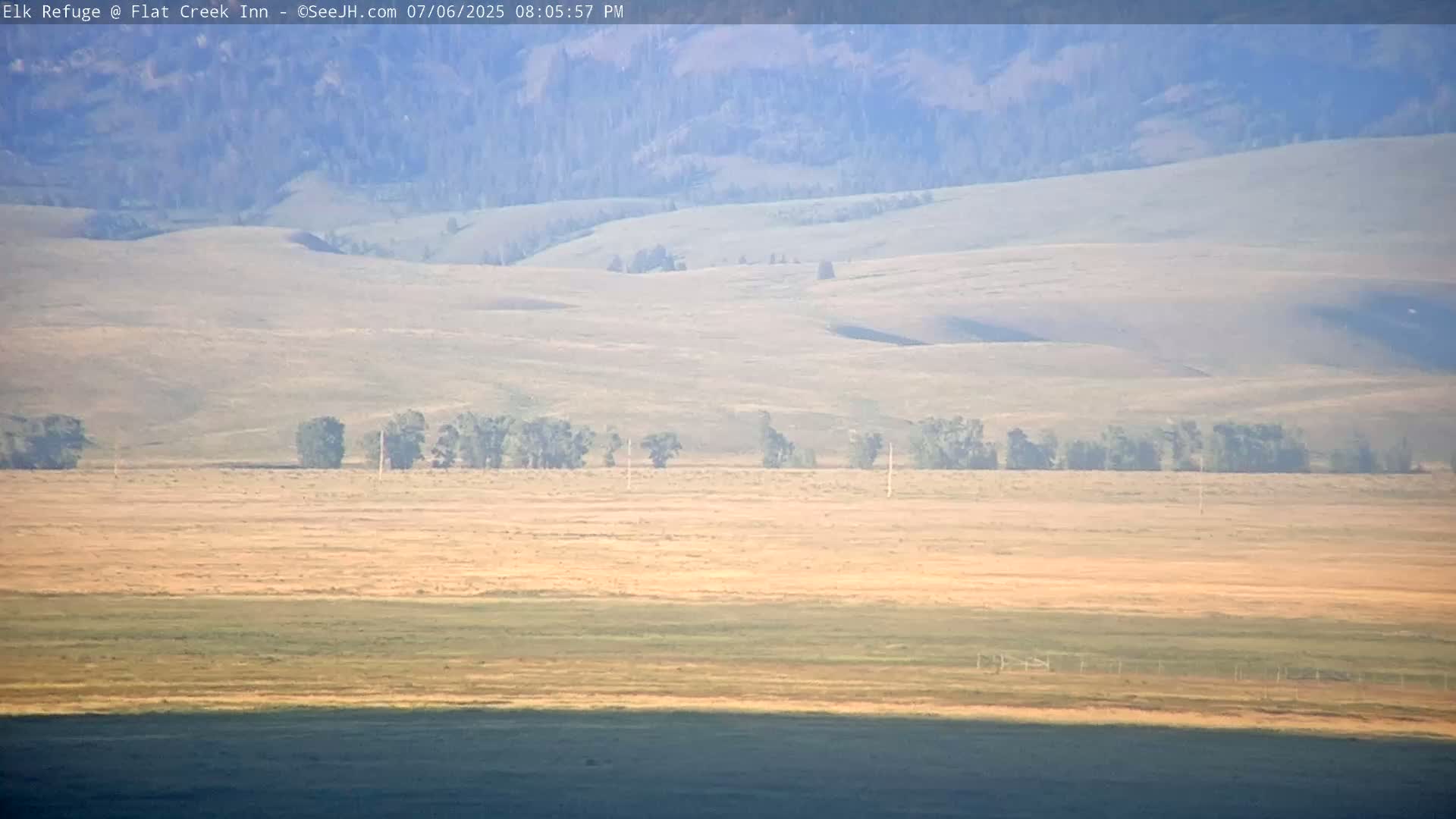 Jackson, Elk Refuge & Teton Mountains from Flat Creek Inn Live Cam - Jackson, Teton, Wyoming, USA