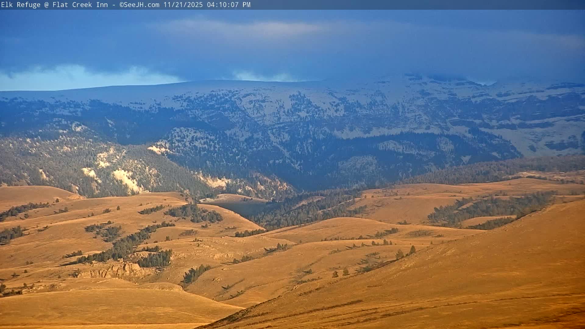 Jackson, Elk Refuge & Teton Mountains from Flat Creek Inn Live Cam - Jackson, Teton, Wyoming, USA