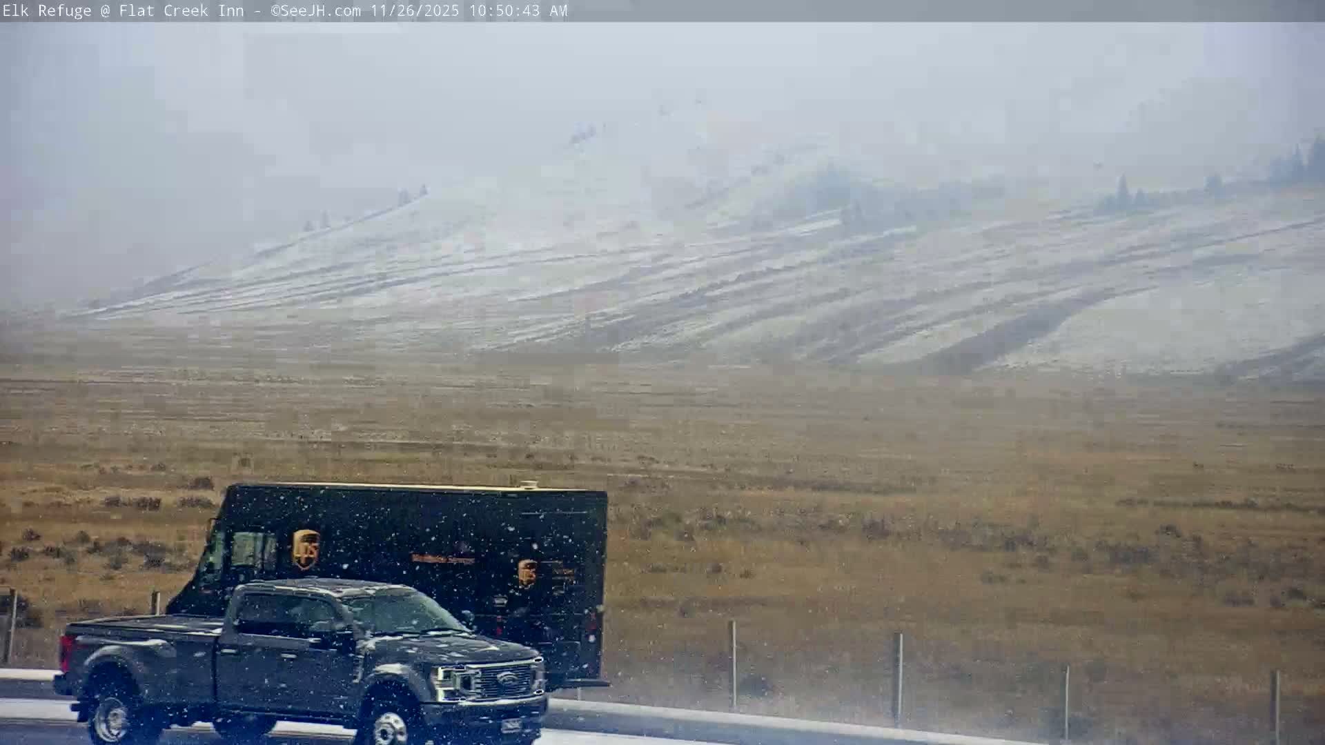 Jackson, Elk Refuge & Teton Mountains from Flat Creek Inn Live Cam - Jackson, Teton, Wyoming, USA