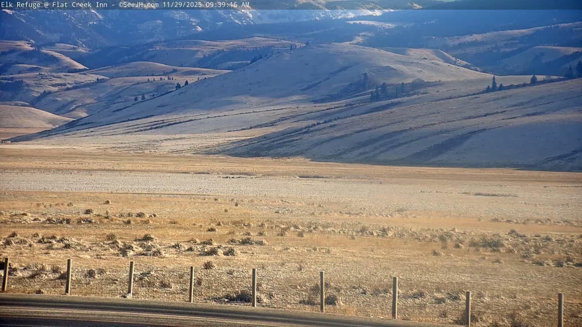 Jackson, Elk Refuge & Teton Mountains from Flat Creek Inn Live Cam - Jackson, Teton, Wyoming, USA