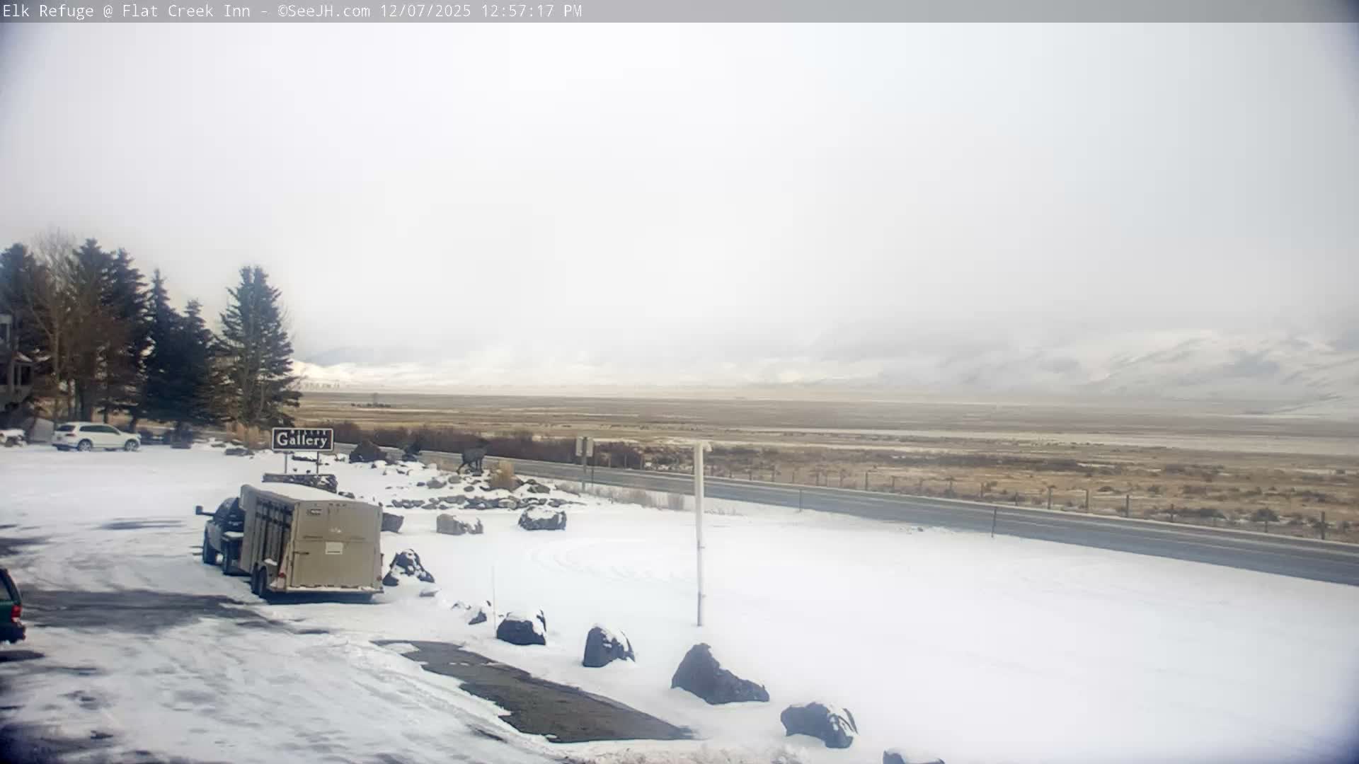 Jackson, Elk Refuge & Teton Mountains from Flat Creek Inn Live Cam - Jackson, Teton, Wyoming, USA
