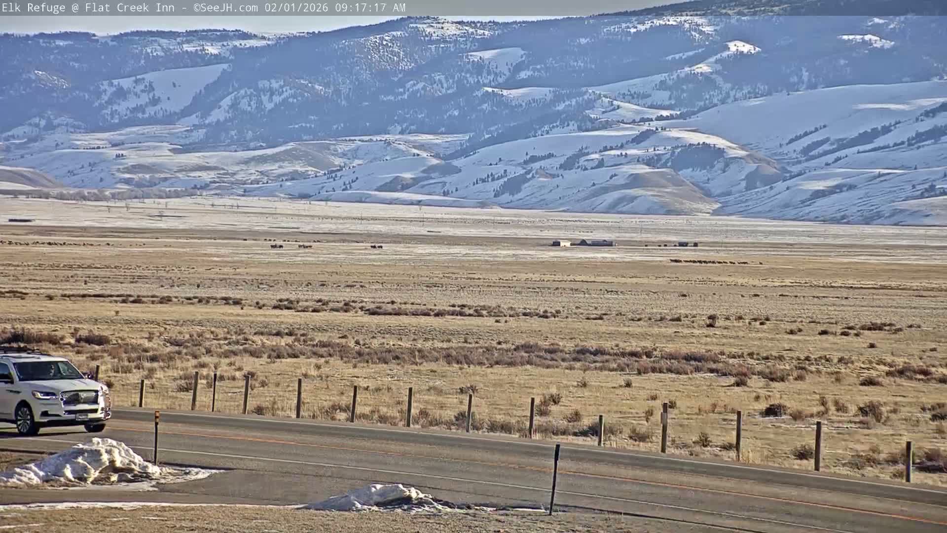 Jackson, Elk Refuge & Teton Mountains from Flat Creek Inn Live Cam - Jackson, Teton, Wyoming, USA