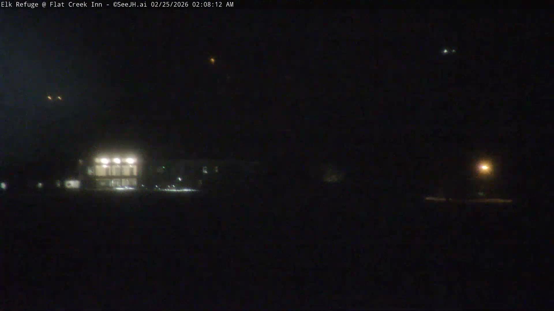 Jackson, Elk Refuge & Teton Mountains from Flat Creek Inn Live Cam - Jackson, Teton, Wyoming, USA