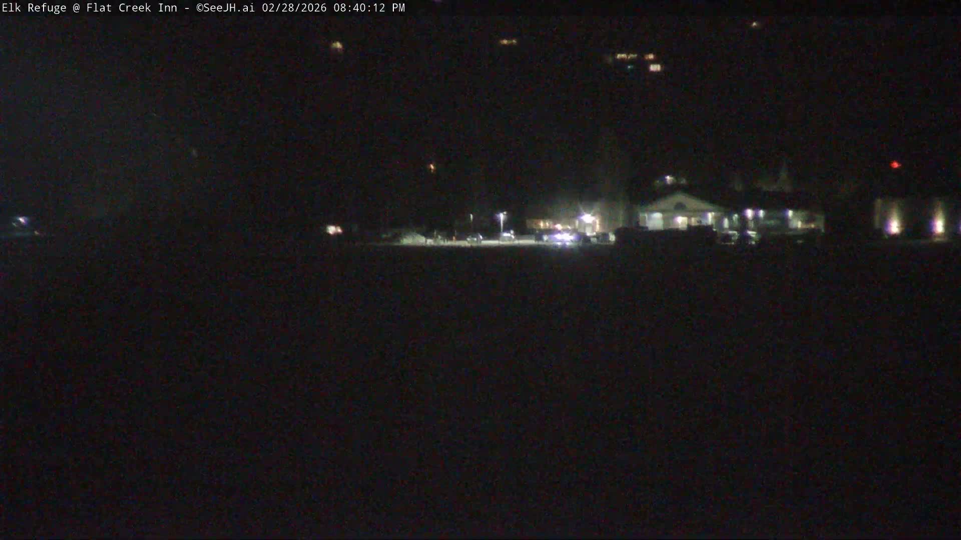 Jackson, Elk Refuge & Teton Mountains from Flat Creek Inn Live Cam - Jackson, Teton, Wyoming, USA