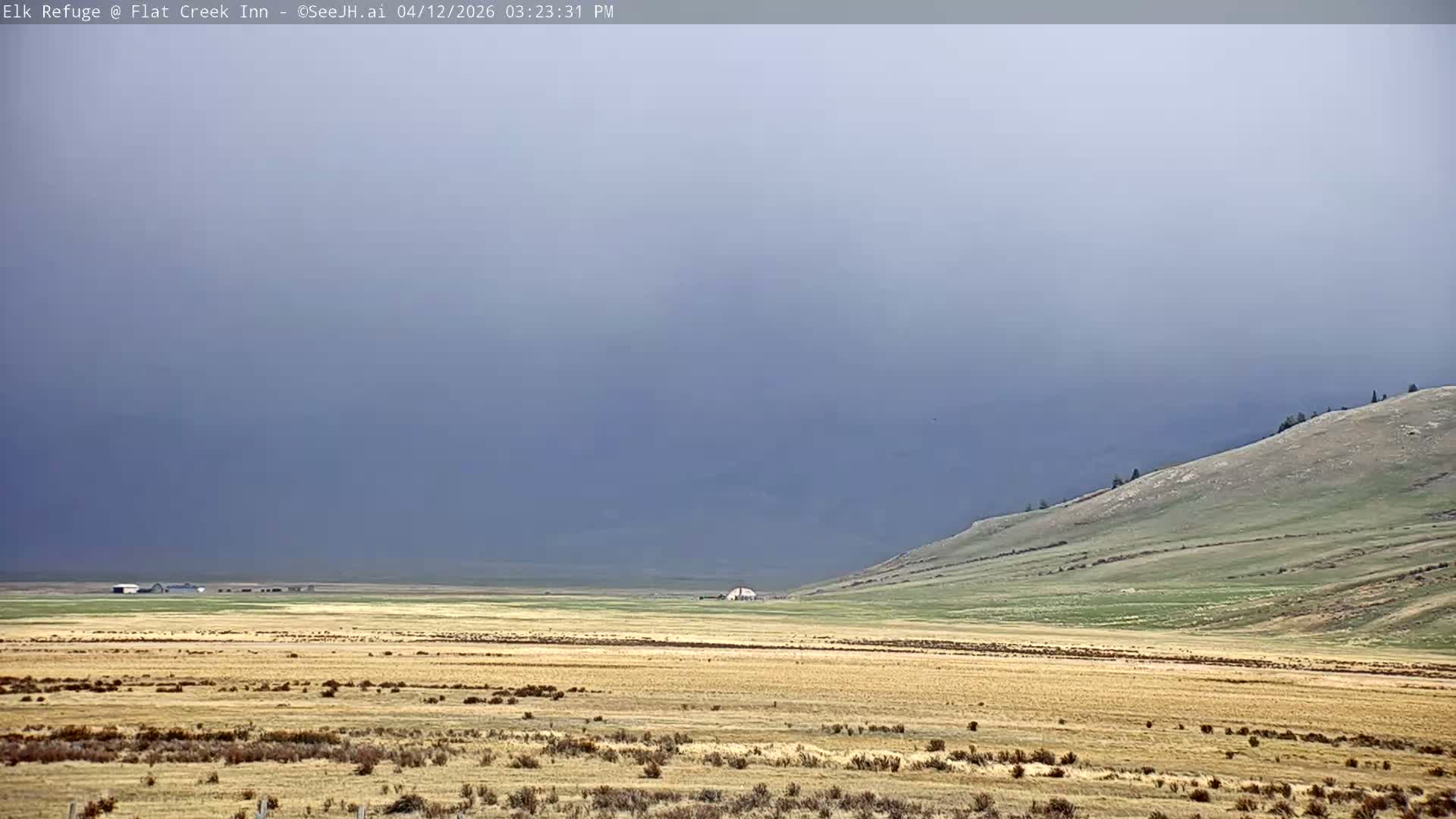 Jackson, Elk Refuge & Teton Mountains from Flat Creek Inn Live Cam - Jackson, Teton, Wyoming, USA