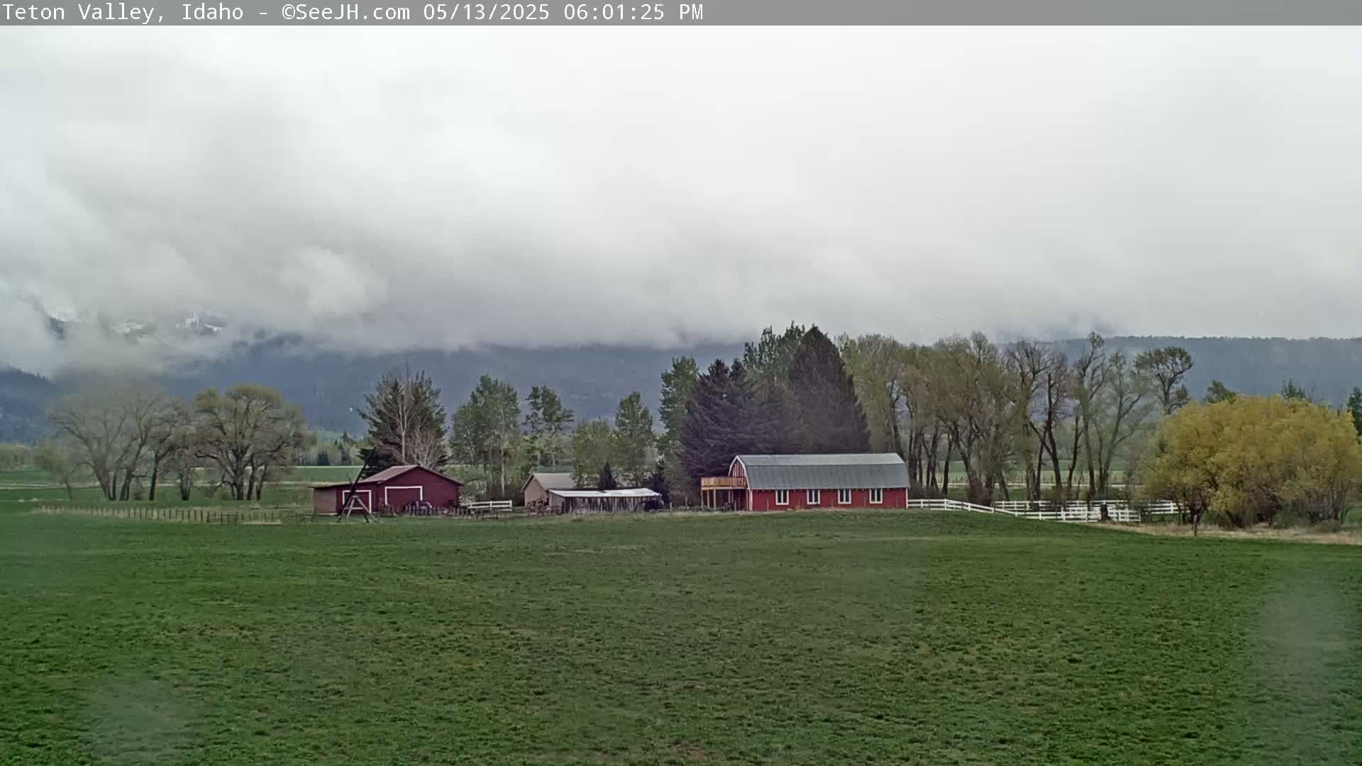 Grand Teton Mountains Peaks from Teton Valley Live Cam - Tetonia, Teton, Idaho, USA