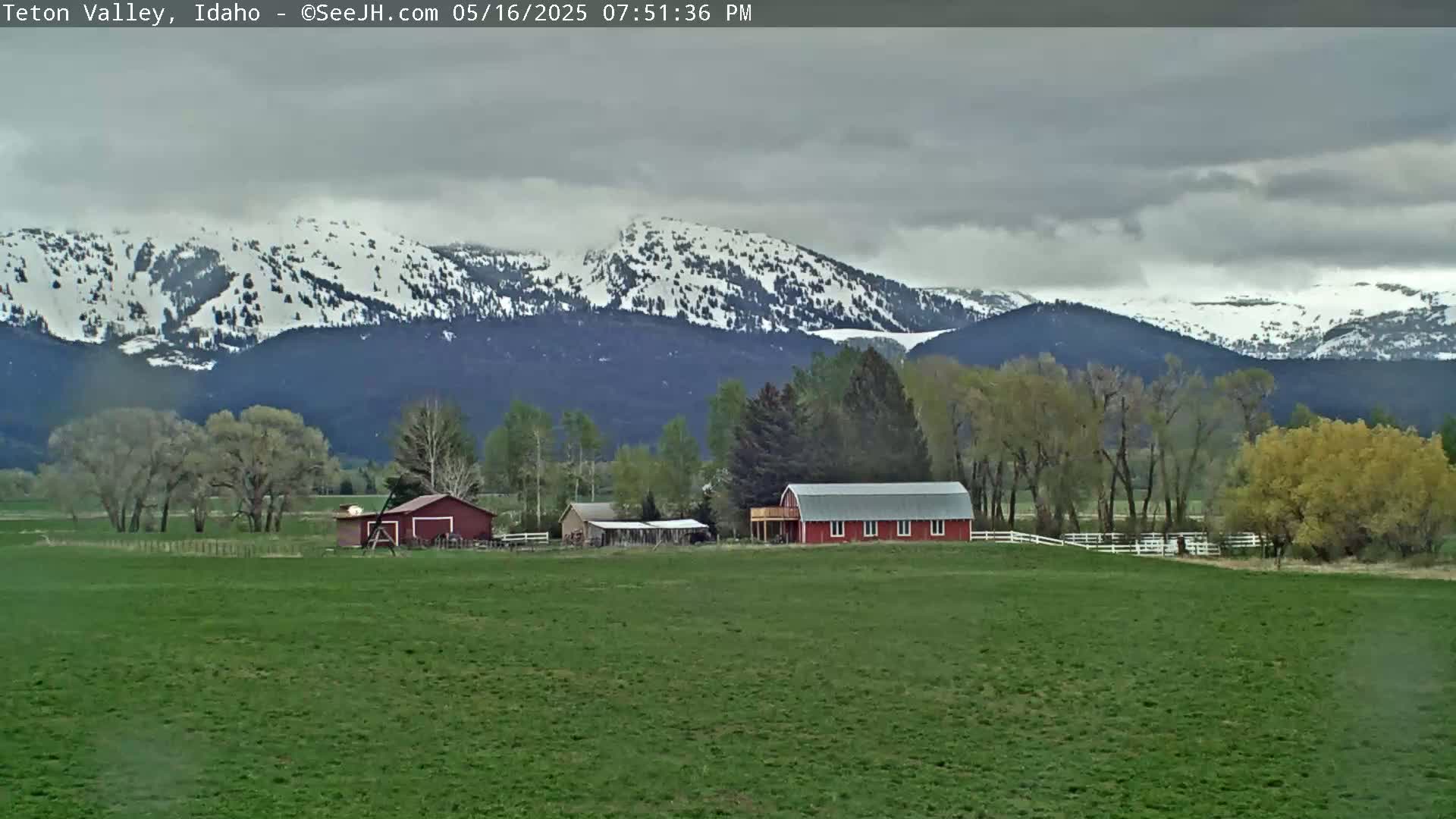Grand Teton Mountains Peaks from Teton Valley Live Cam - Tetonia, Teton, Idaho, USA