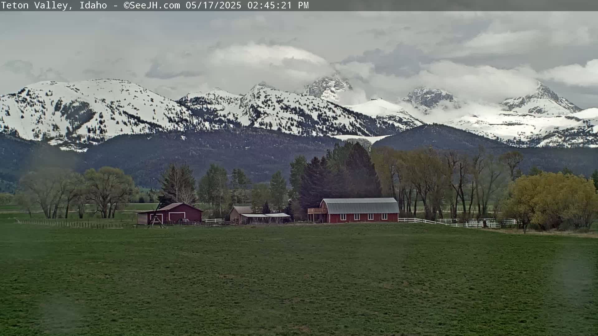 Grand Teton Mountains Peaks from Teton Valley Live Cam - Tetonia, Teton, Idaho, USA