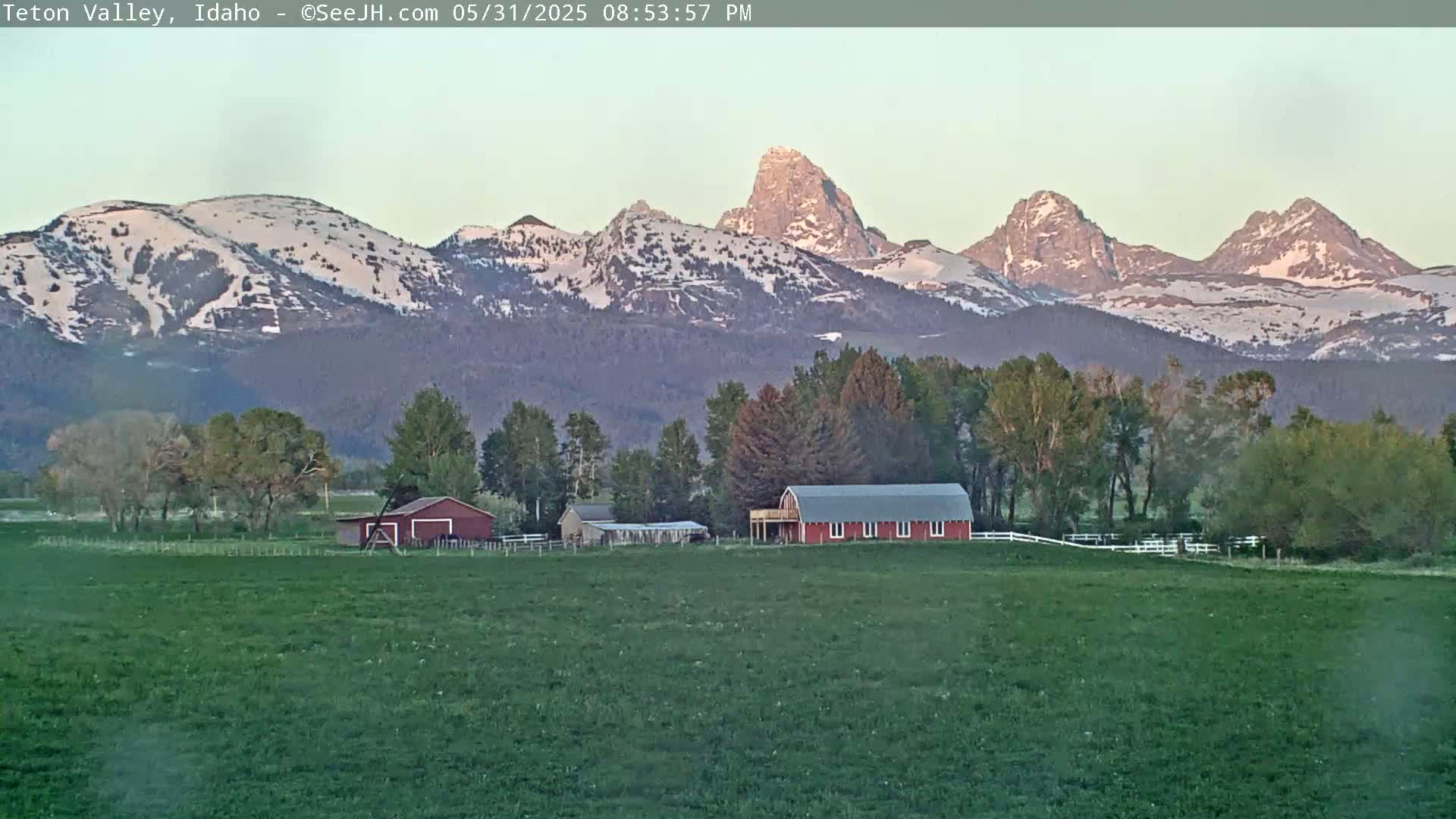 Grand Teton Mountains Peaks from Teton Valley Live Cam - Tetonia, Teton, Idaho, USA