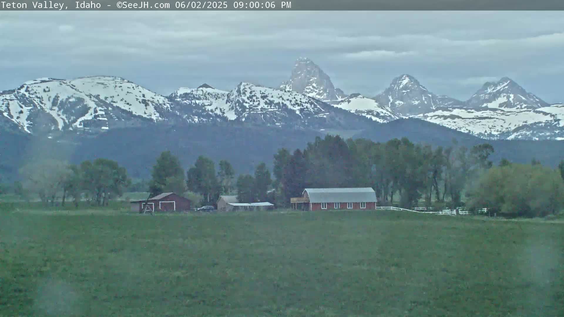 Grand Teton Mountains Peaks from Teton Valley Live Cam - Tetonia, Teton, Idaho, USA