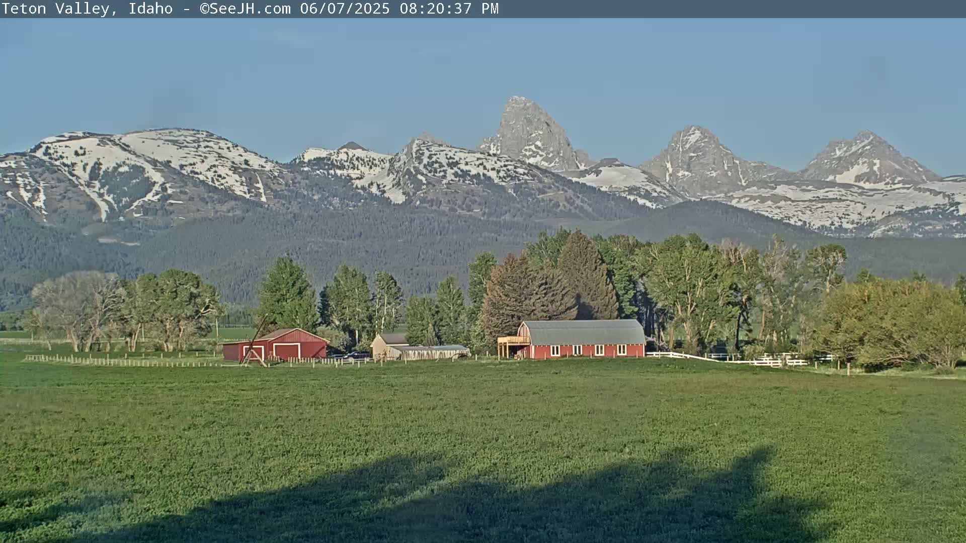 Grand Teton Mountains Peaks from Teton Valley Live Cam - Tetonia, Teton, Idaho, USA