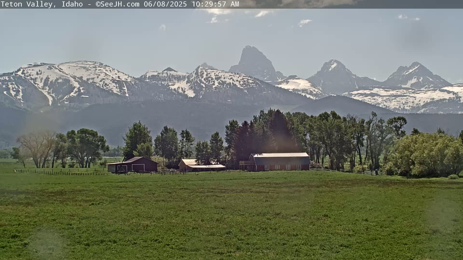Grand Teton Mountains Peaks from Teton Valley Live Cam - Tetonia, Teton, Idaho, USA