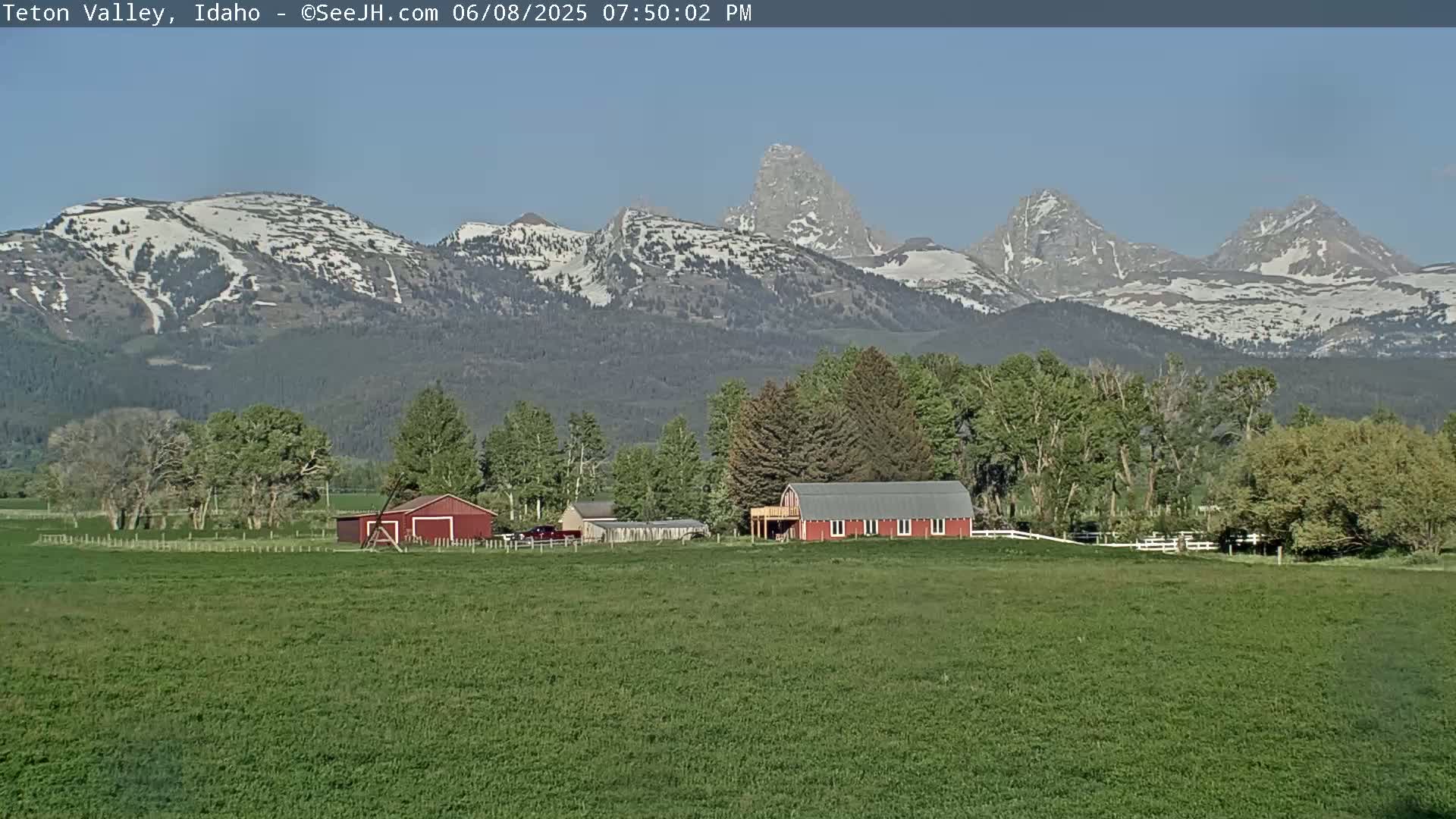 Grand Teton Mountains Peaks from Teton Valley Live Cam - Tetonia, Teton, Idaho, USA