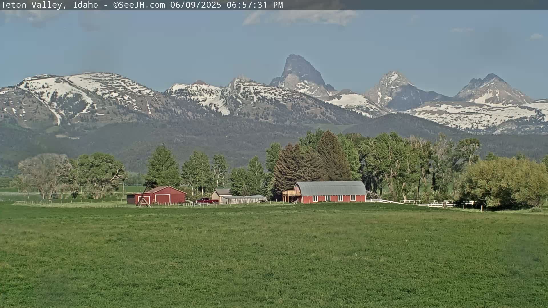 Grand Teton Mountains Peaks from Teton Valley Live Cam - Tetonia, Teton, Idaho, USA