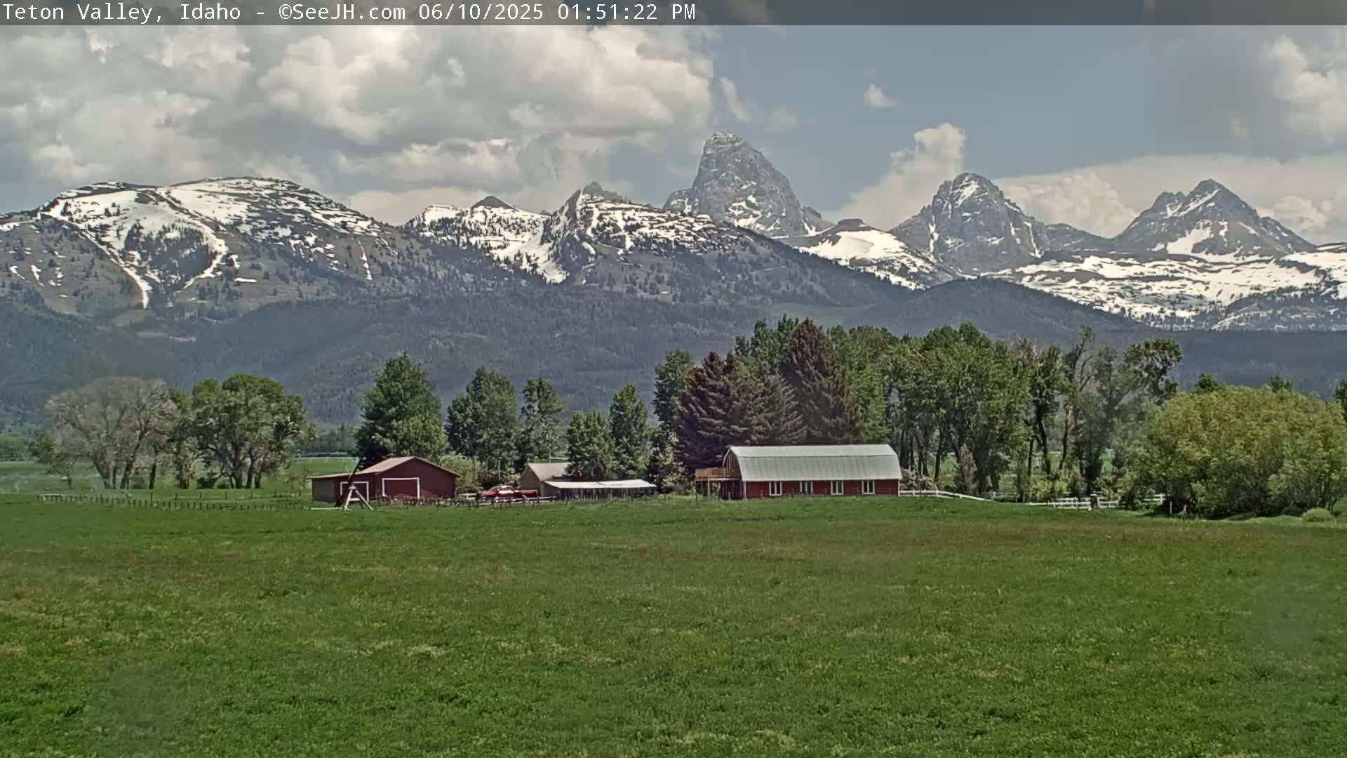 Grand Teton Mountains Peaks from Teton Valley Live Cam - Tetonia, Teton, Idaho, USA
