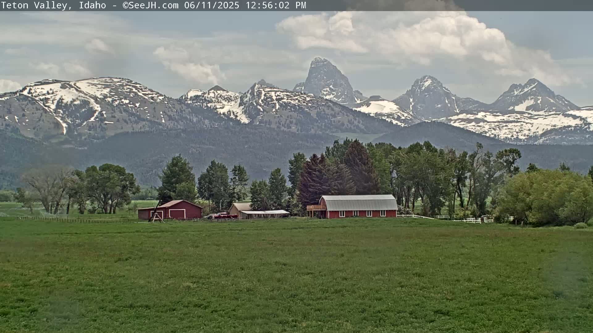 Grand Teton Mountains Peaks from Teton Valley Live Cam - Tetonia, Teton, Idaho, USA