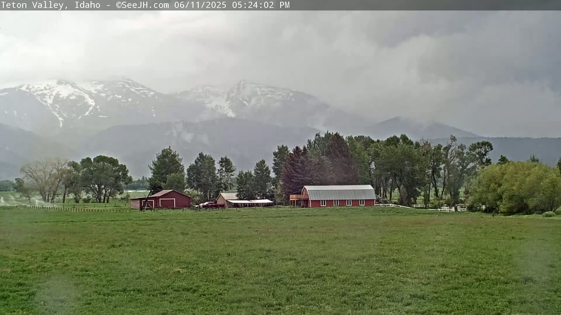 Grand Teton Mountains Peaks from Teton Valley Live Cam - Tetonia, Teton, Idaho, USA
