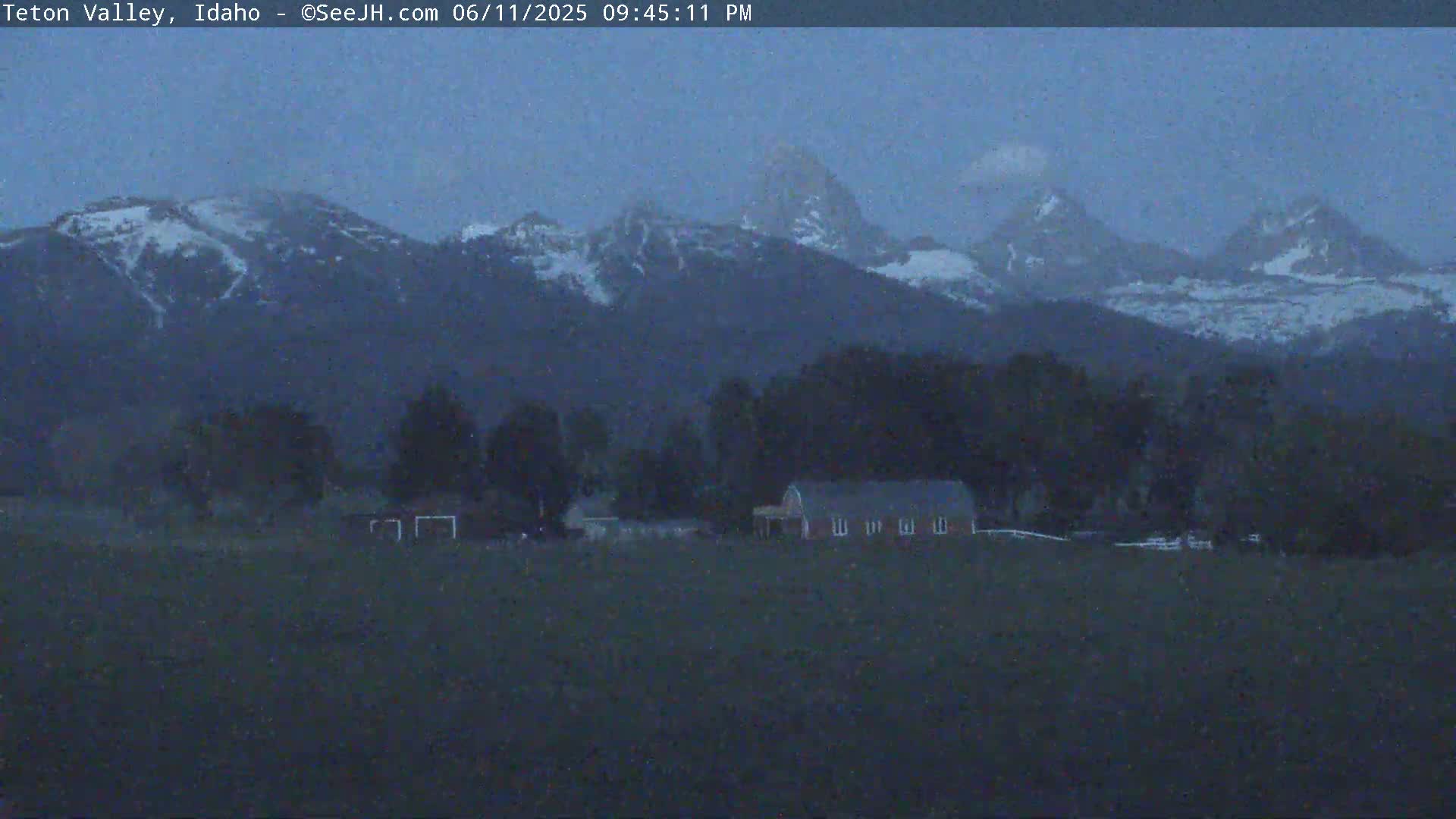 Grand Teton Mountains Peaks from Teton Valley Live Cam - Tetonia, Teton, Idaho, USA