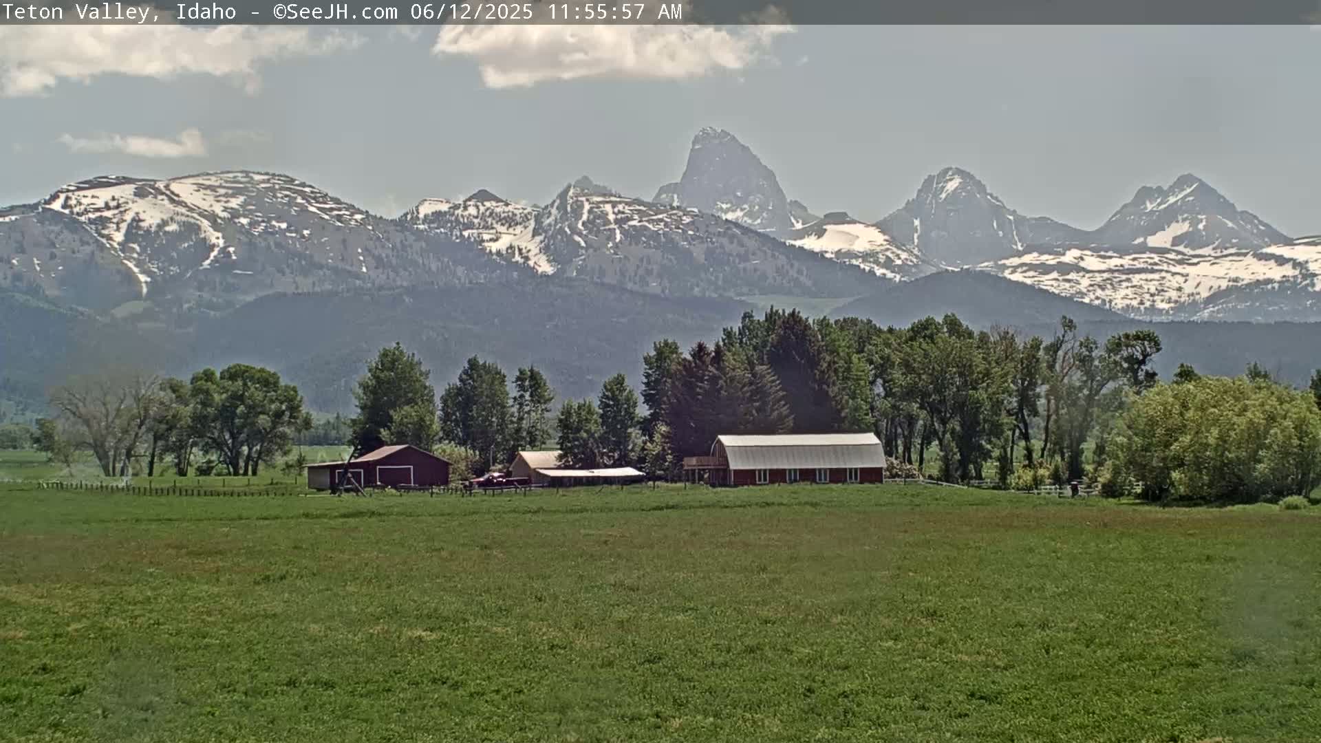 Grand Teton Mountains Peaks from Teton Valley Live Cam - Tetonia, Teton, Idaho, USA