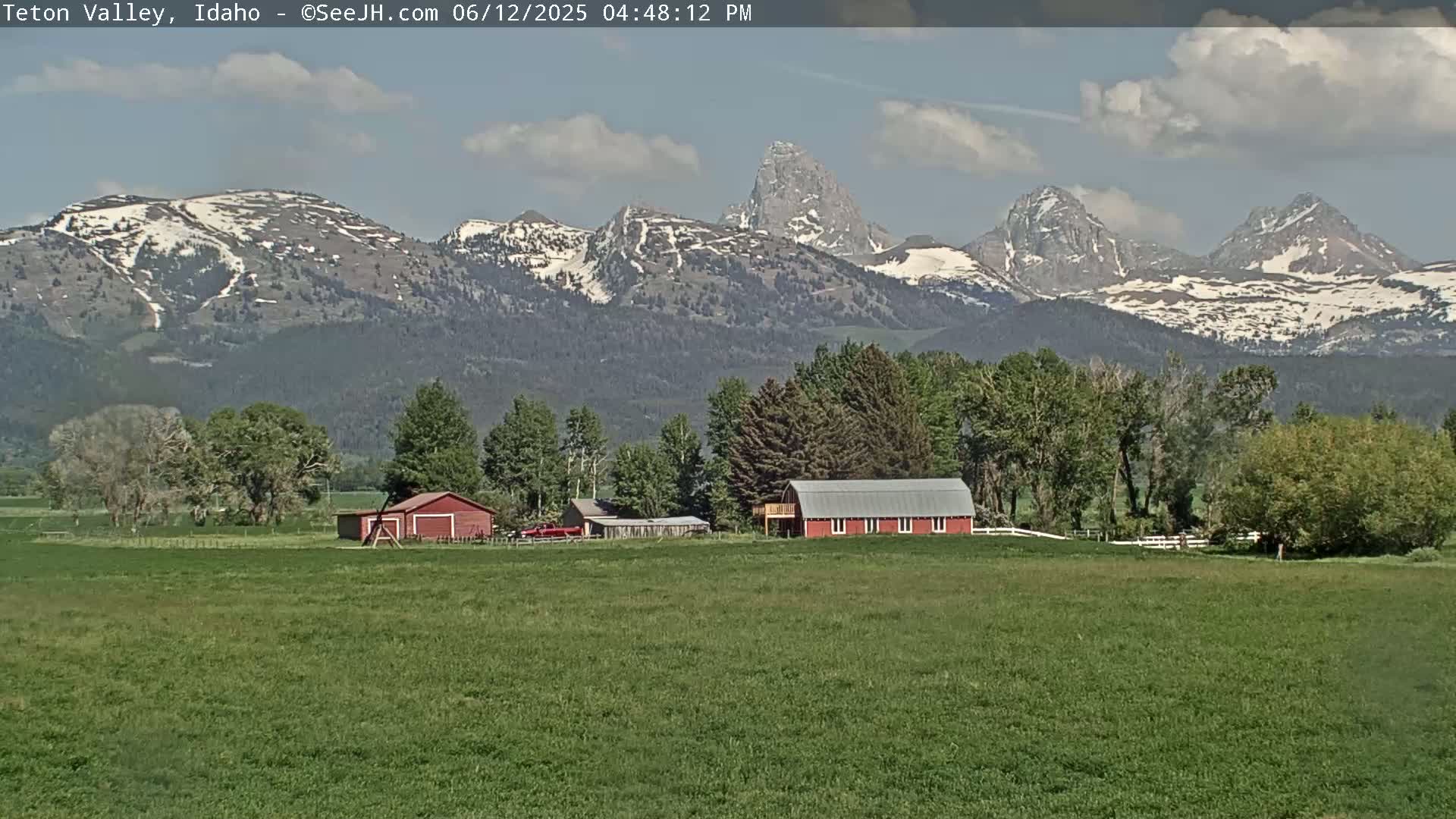 Grand Teton Mountains Peaks from Teton Valley Live Cam - Tetonia, Teton, Idaho, USA