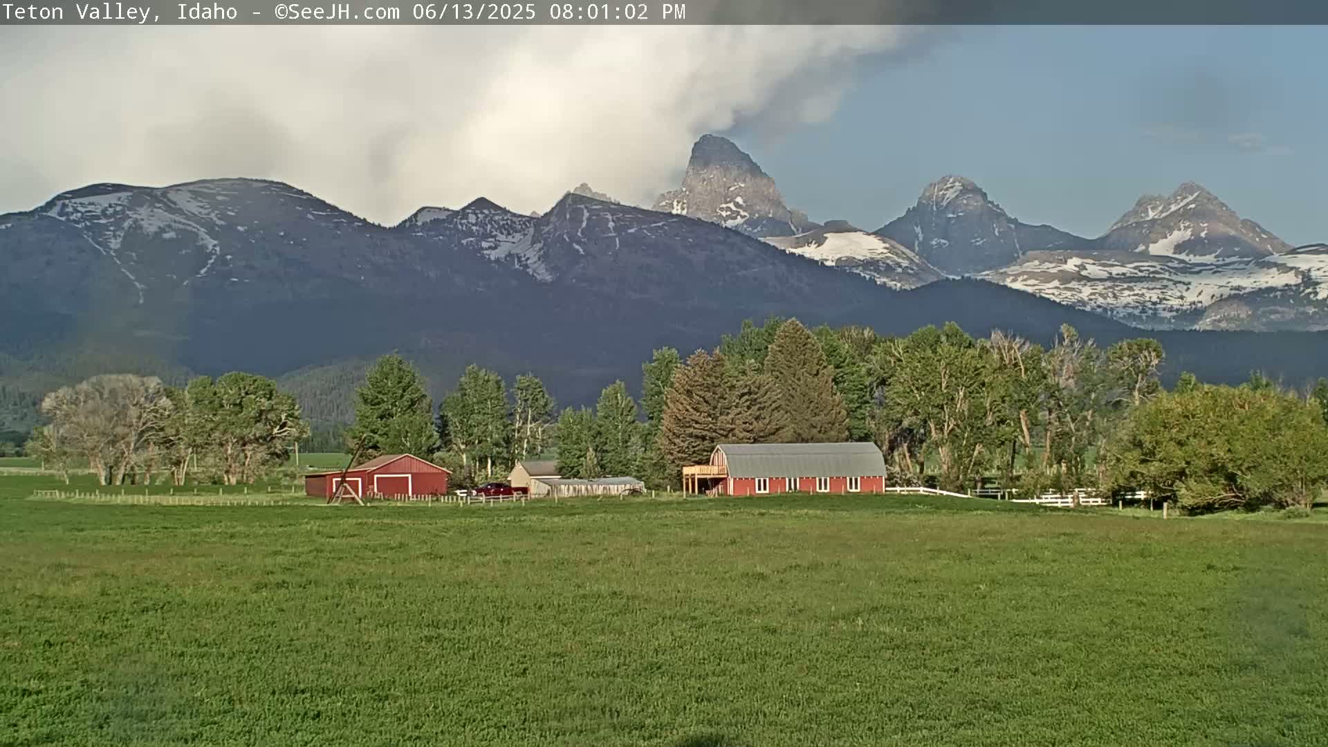 Grand Teton Mountains Peaks from Teton Valley Live Cam - Tetonia, Teton, Idaho, USA