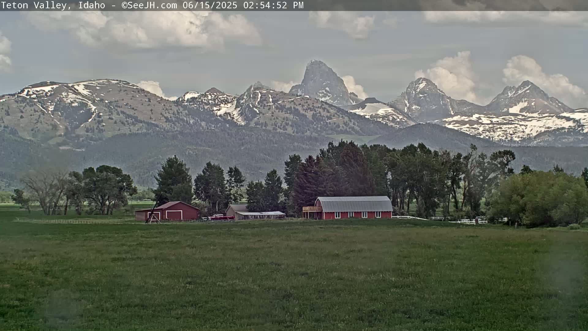 Grand Teton Mountains Peaks from Teton Valley Live Cam - Tetonia, Teton, Idaho, USA