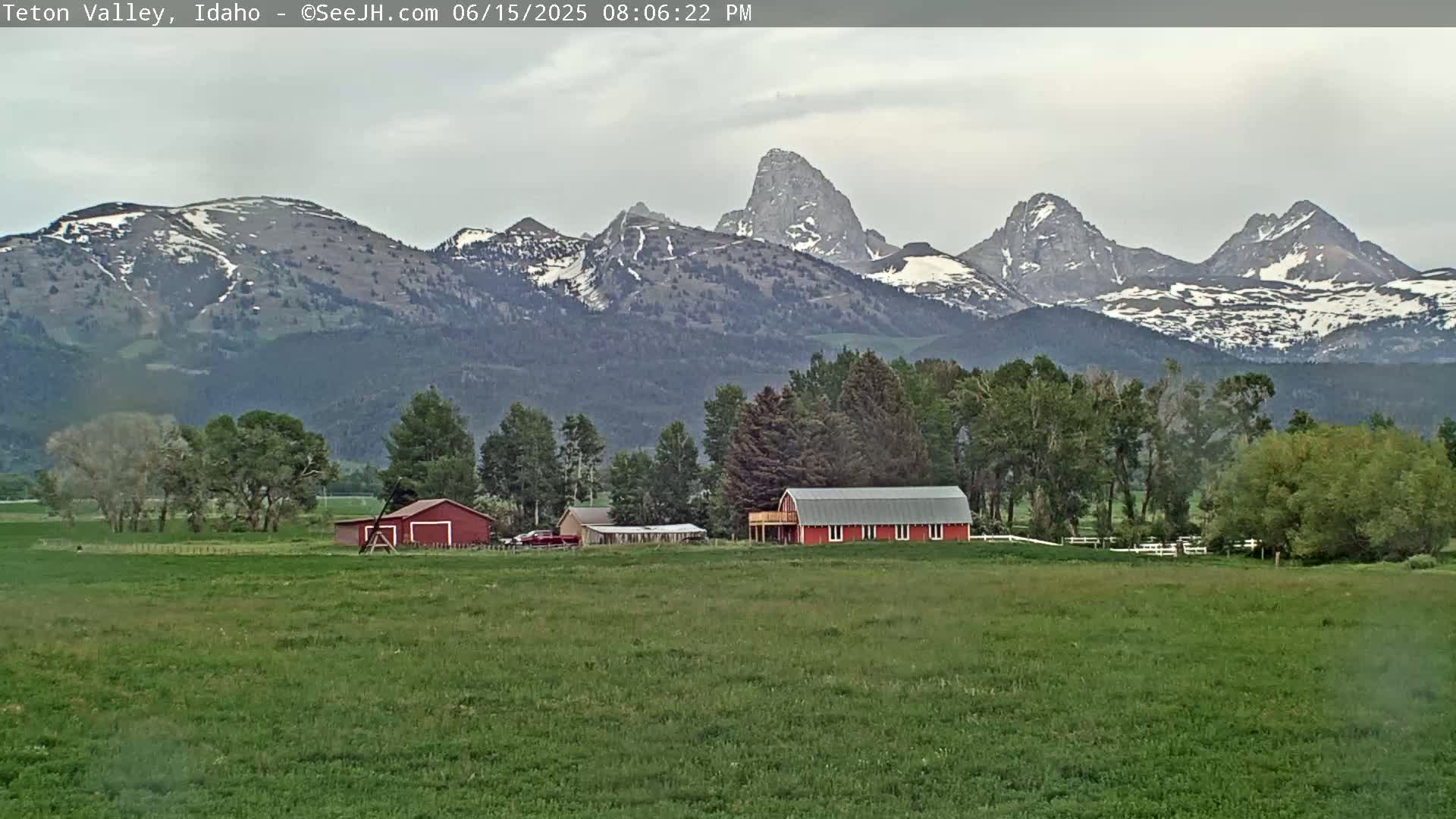 Grand Teton Mountains Peaks from Teton Valley Live Cam - Tetonia, Teton, Idaho, USA