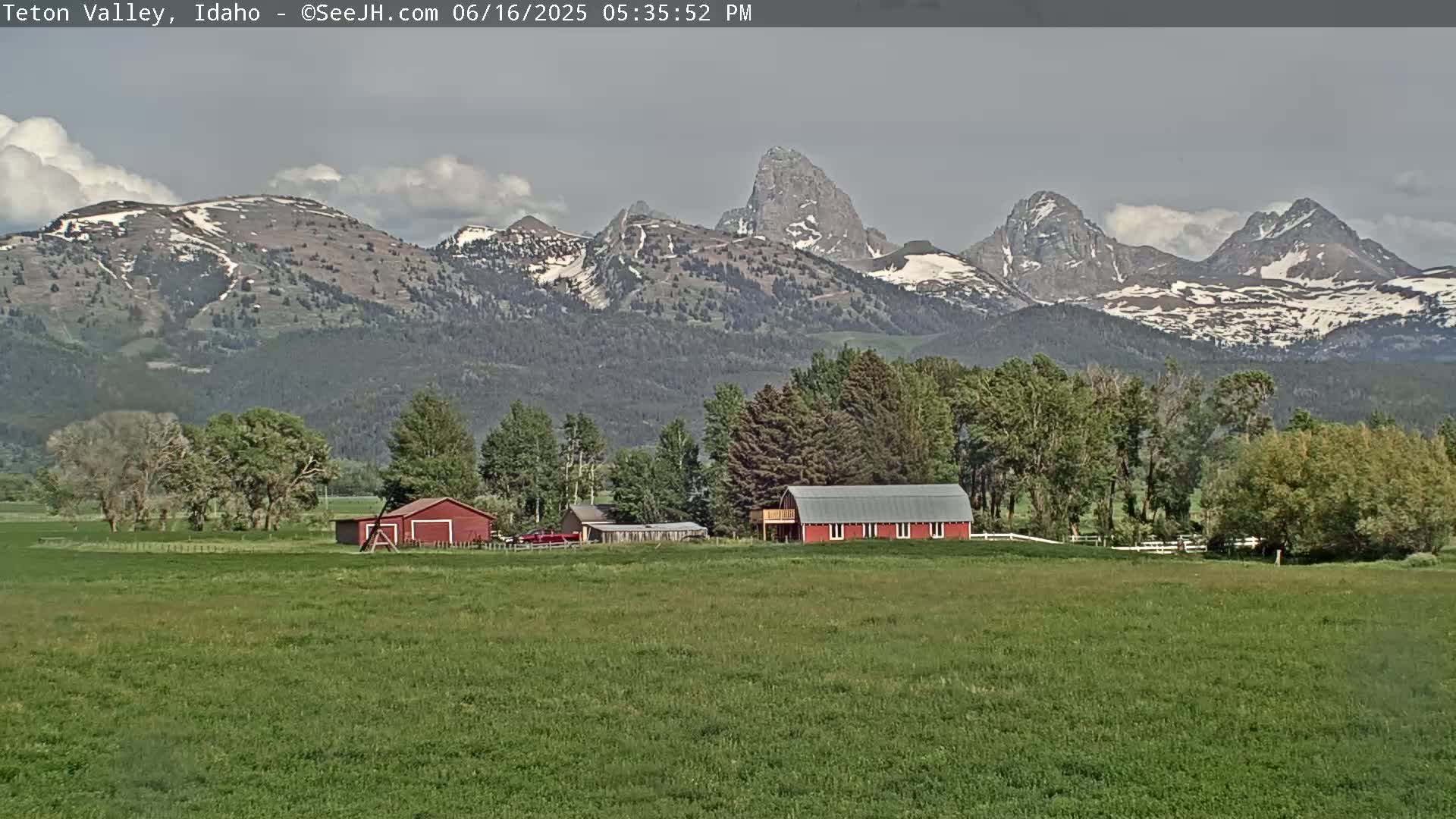 Grand Teton Mountains Peaks from Teton Valley Live Cam - Tetonia, Teton, Idaho, USA
