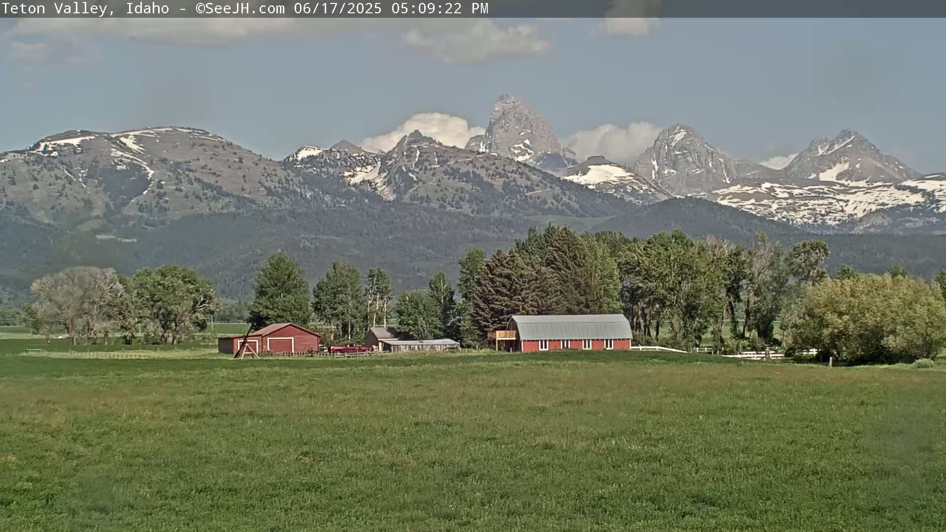 Grand Teton Mountains Peaks from Teton Valley Live Cam - Tetonia, Teton, Idaho, USA
