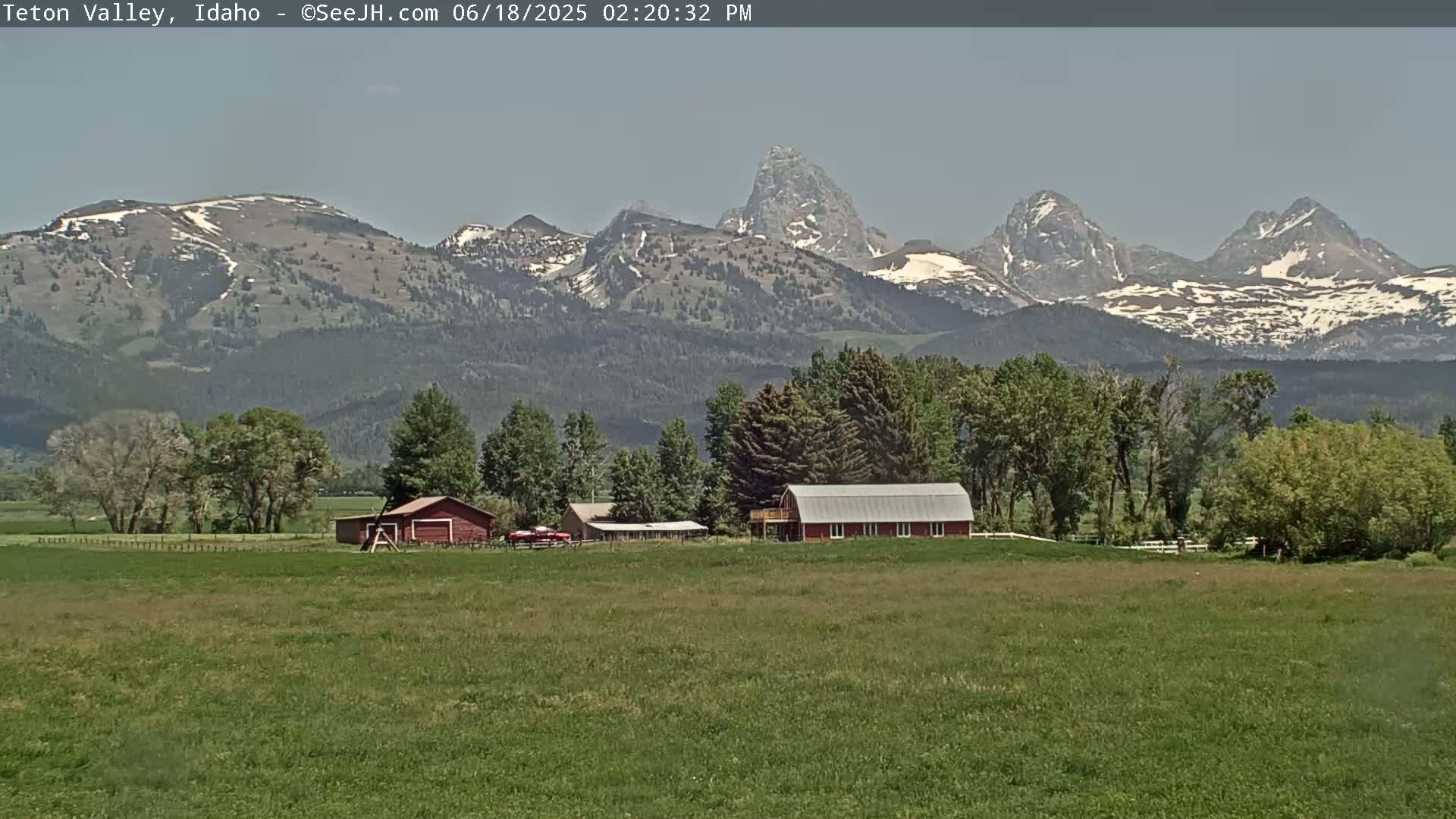 Grand Teton Mountains Peaks from Teton Valley Live Cam - Tetonia, Teton, Idaho, USA